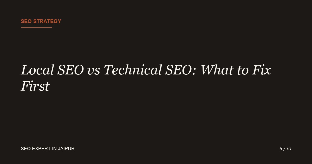 Local SEO vs Technical SEO: What Your Jaipur Business Actually Needs First