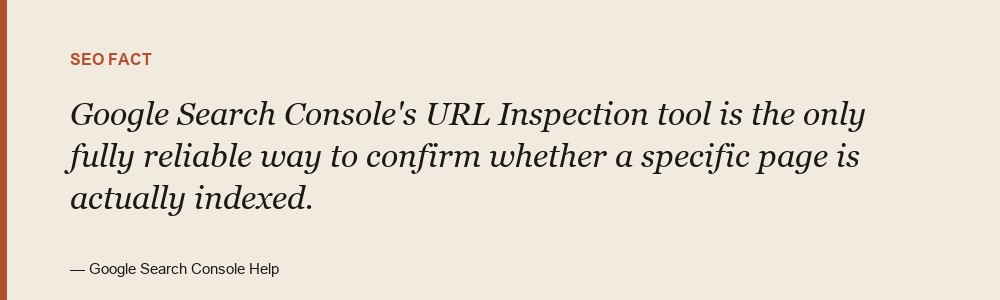 Google Search Console's URL Inspection tool is the only fully reliable way to confirm whether a specific page is actually indexed.